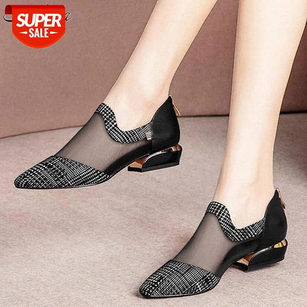 

2020 summer women high heel shoes mesh breathable pumps zip pointed toe heels fashion female sandals shoes woman size 35-41 #n49u, Black