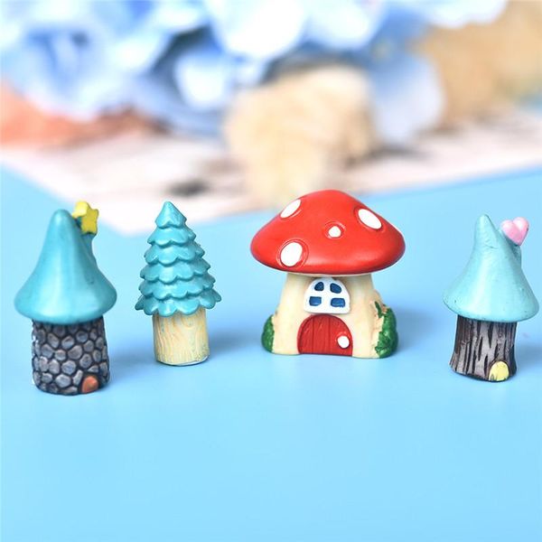 

3pcs/set mini cartoon red mushroom house 3 types resin craft miniature building micro gnome terrarium fairy garden supplies