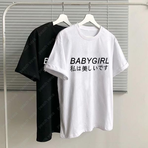 

tumblr babygirl letter print funny t-shirt short sleeve new summer japan cute harajuku ulzzang grunge tees casual women, White