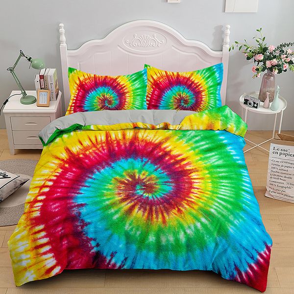 

multicolor tie dye пододеяльник boho psychedelic постельные принадлежности набор для девочек мальчиков утешитель радуга печати room decor по