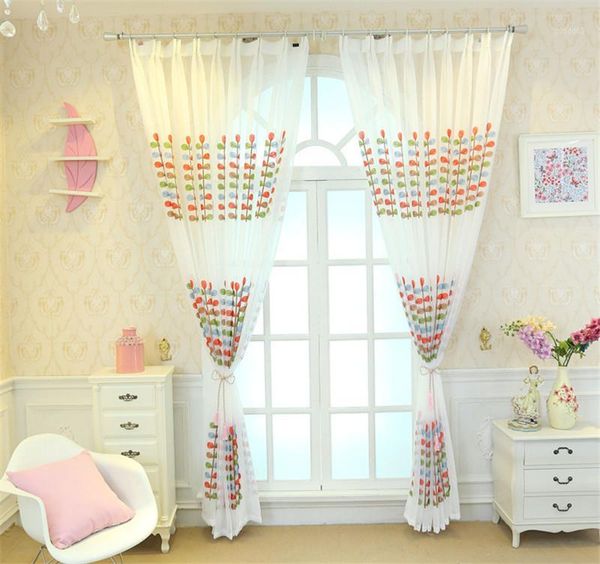 

colorful branch embroidery embroidered curtain, window screen, window screen, living room, finished product, customized bedroom,1