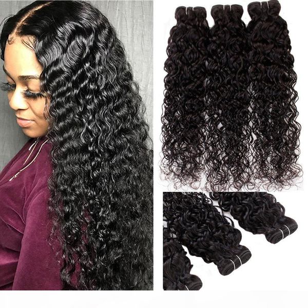 

brazilian virgin straight hair 3 bundles kinky straight deep water wave hair weft peruvian malaysian indian kinky curly hair extensions, Black
