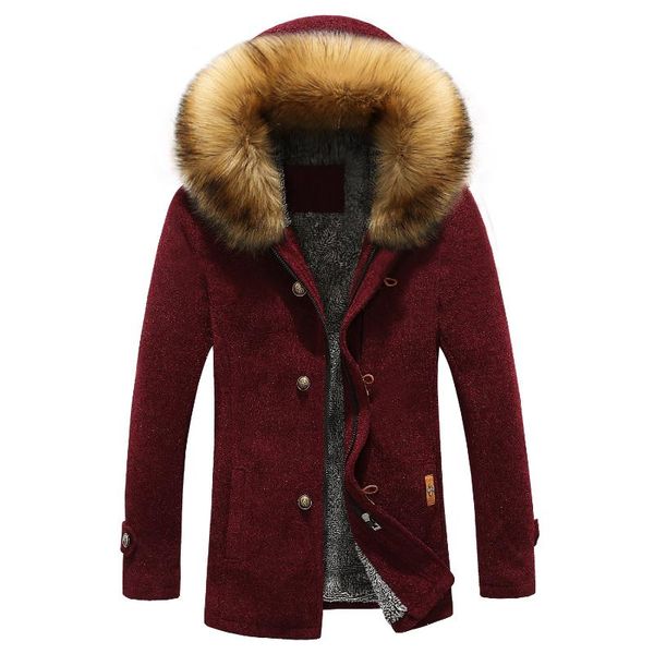 

men fashion parkas winter thick warm men's jacket and coats casual hooded long coat outwears fur collar coat men parka coats, Tan;black