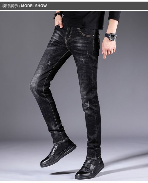 

черный черный мужские джинсы stretch pants han издание развивайте в себе нравственность и ноги tide мужской tide весной и осенью период и до, Blue