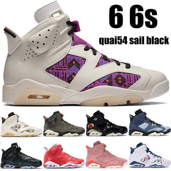 

парус 6 quai54 топа черного качества коричневый 6s jumpman баскетбол обувь travis scotts желтый белый лазерный фуксия cny мужские кроссовки, Black