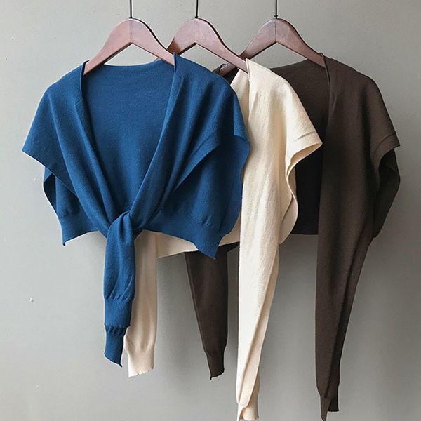 

knitted shawl for women air conditioning room in summer wear autumn shoulder with skirt winter knot scarf to protect and neck, Blue;gray