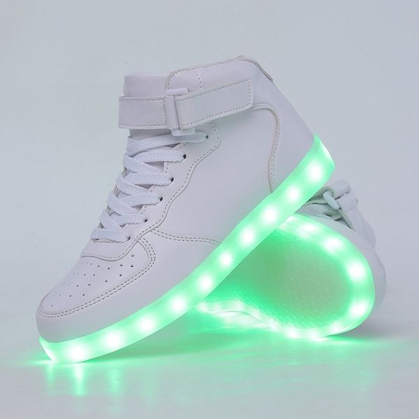 

высокая kriativ adultkids мальчик и девушки топ светодиодные шлепанцы светящиеся luminous sole кроссовки для womenmen, Black