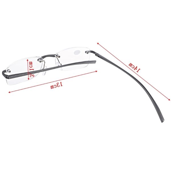 

aluminum alloy rimless reading glasses presbyopic eyeglass resin lens +1.0 to +3.5