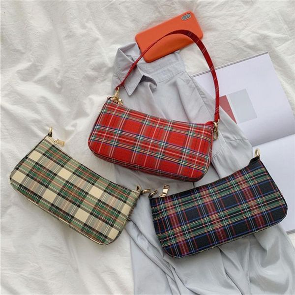 

new fashion style bags handbags plaid canvas bag literary retro canvas shoulder bag fashion underarm