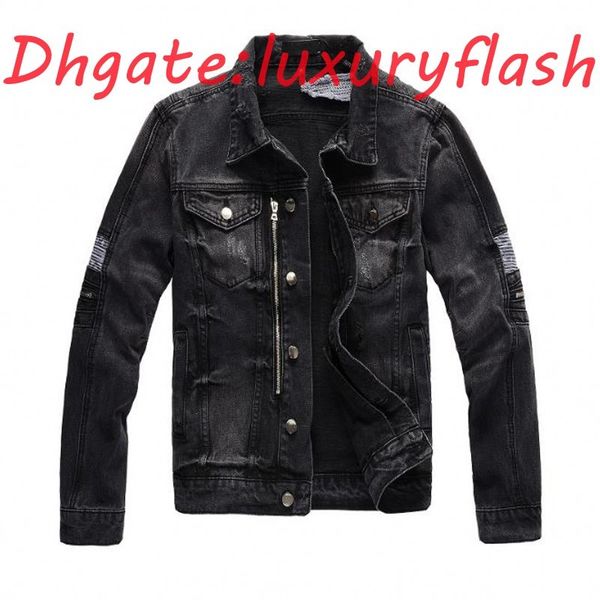 

2021 new denim jacket high fashion bomber denim slim windbreaker jacket mens jean clothing, Black;brown