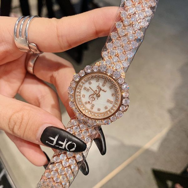 

brand shinning full diamond jewelry watches for women elegant bracelet watch party dress wrist watch quartz shell analog clocks t200420, Slivery;brown