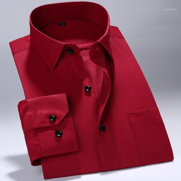 

men's dress shirts red wedding shirt long sleeve solid twill easy care men business formal square collar casual shirt1, White;black