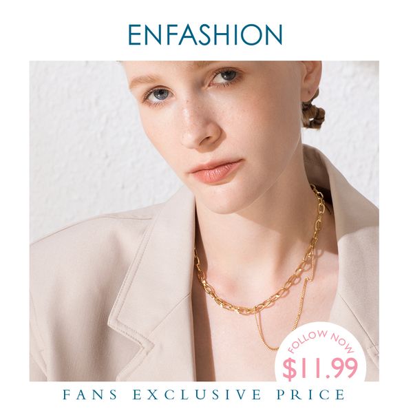 

enfashion punk double chain choker necklace women gold color stainless steel link chain necklaces femme fashion jewelry p193034 0927, Silver