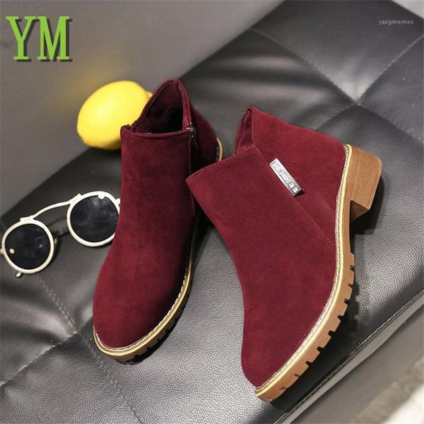 

02 plus 42 women boots autumn /winter boots classic zipper snow ankle winter suede warm fur plush women shoes mujer1, Black