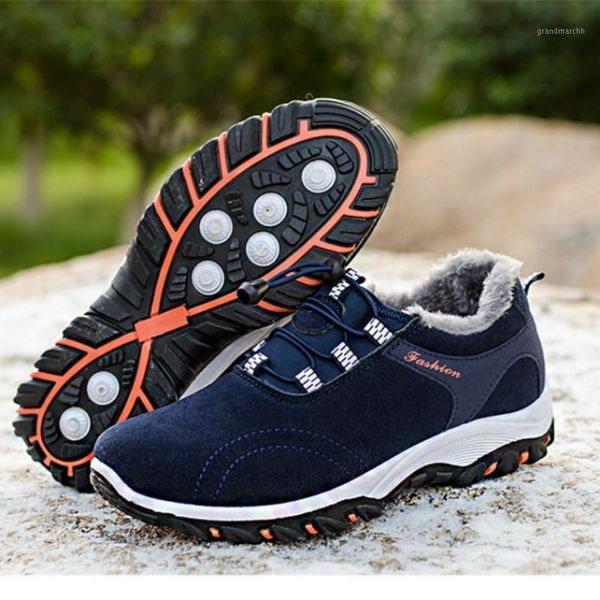 

boots hkxn 2021 winter men's cotton shoes plus velvet warm sports leisure outdoor hiking travel t1, Black