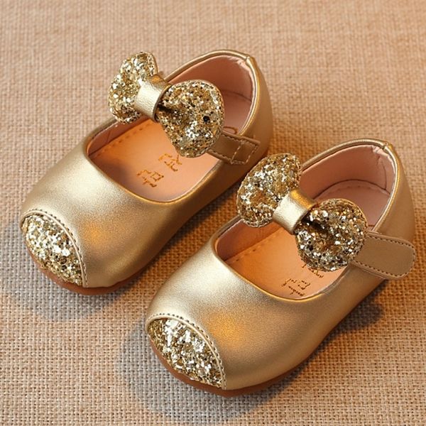 Neugeborenes Mädchen Erster Spaziergang Gold Rosa Splitter Funken Kleinkind Weiche Unterseite Baby Prinzessin Schuhe B LJ201104