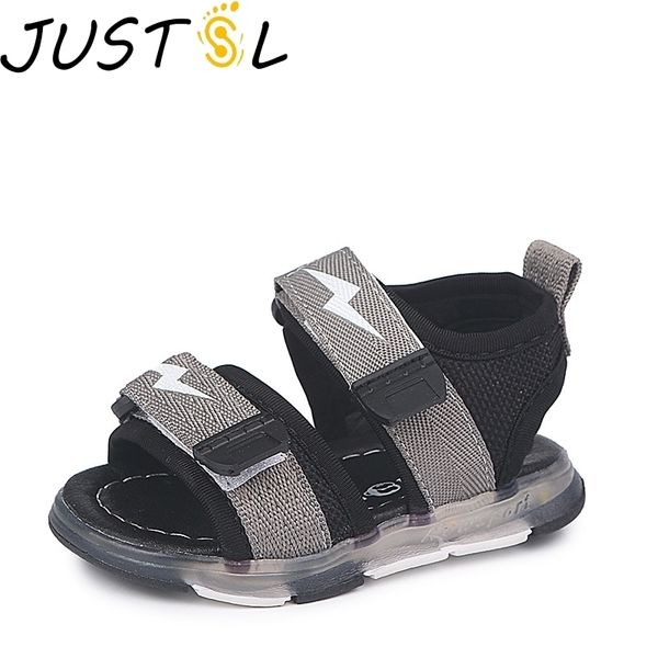 

summer boys glowing sandals children's fashion girls beach led hollow breathable comfortable shoes size 21-30 y200619, Black;red