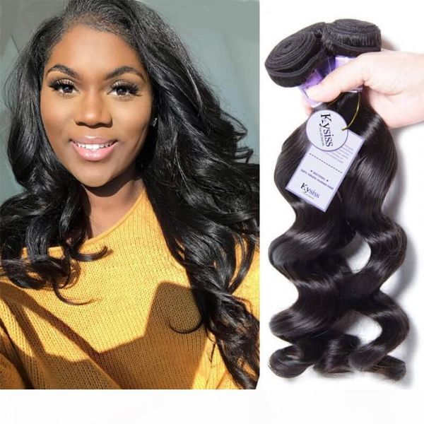 

tkwig 3 pcs pack brazilian loose wave virgin human hair human hair for african american women, Black;brown