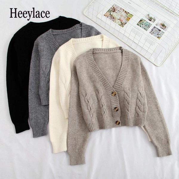 

new casual chic solid color sweater women 2020 autumn twist knitted cardigan simple fashion v-neck long sleeve jacket, White