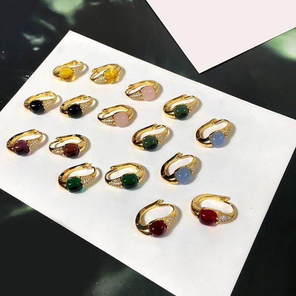 

hoop & huggie fashion gold buckle earrings 8 colors crystal earring for women wedding birthday gift jewelry, Golden;silver
