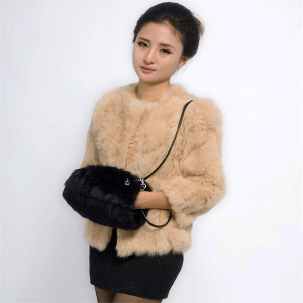 

handbags real fur hair handbag 2020 new real fur bag fashion bag hand sets of genuine warm hand clarinet dual-use b1, Black