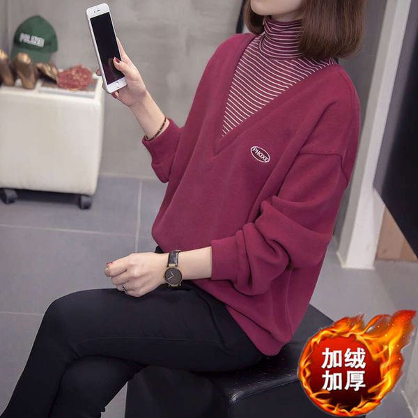 

plump mm sweater plush autumn and winter 200kg loose foreign style new size women's clothing in 2020, Black