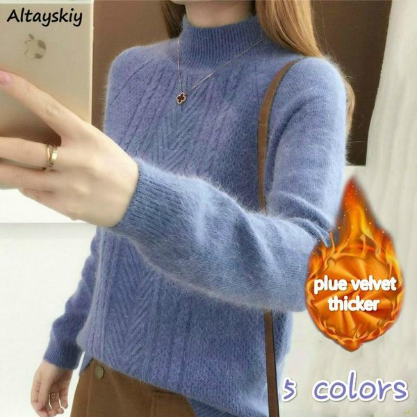 

sweaters women oversize 3xl pullovers turtleneck knitting teens 5 colors casual autumn warm solid thick all-match female clothes, White;black