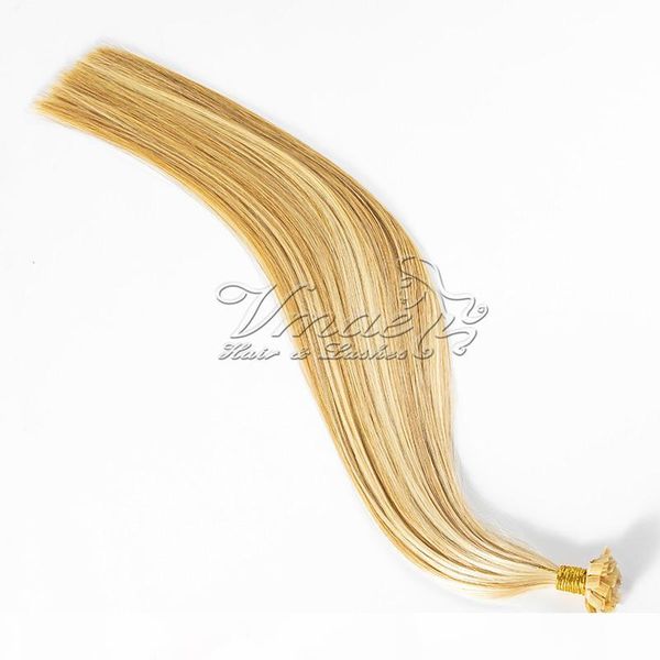 

vmae remy virgin balayage color stick keratin blonde flat tip straight human hair ombre #27 613 piano color fusion pre bonded extensions, Black