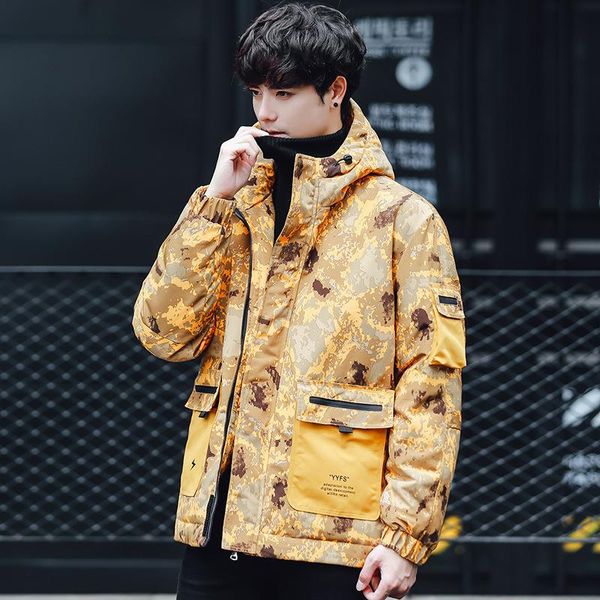 

men's down & parkas camouflage winter jacket male hooded windproof keep warm fashion design zipper jackets 3xl snow, Black