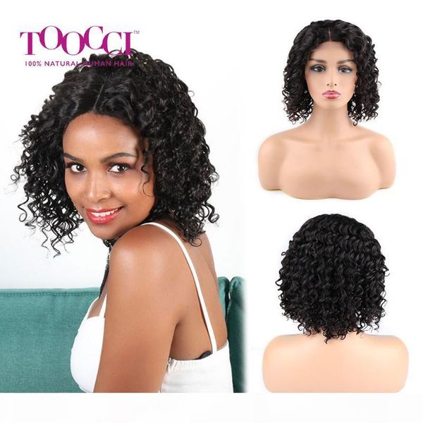 

toocci hair 4x4 lace closure deep wave human hair wigs 130% density lace closure wigs for women deep wave frontal human wig, Black;brown