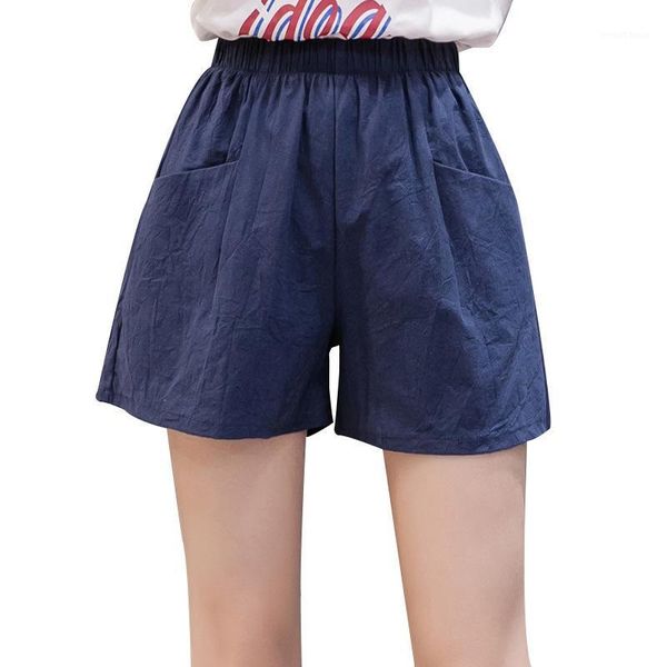 

2020 new summer casual cotton linen shorts women high waist shorts fashion short pants streetwear women's with pocket1, White;black