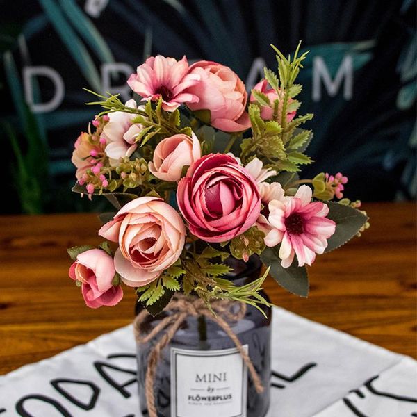 

autumn fake tea rose silk flower fall gerbera daisy artificial plastic flower for wedding home accessories decoration ro bbycur