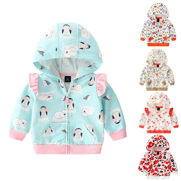 Vestiti del bambino Cappotto del rivestimento del bambino Cotone Primavera Autunno Bambini Ragazzi Ragazze Vestiti Manica lunga Cartoon Stampa Cappotto con cappuccio Top Outfit LJ201007