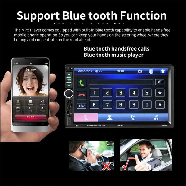 

car video 7018g 7'' hd touch screen gps navigation mp5 audio fm radio player black