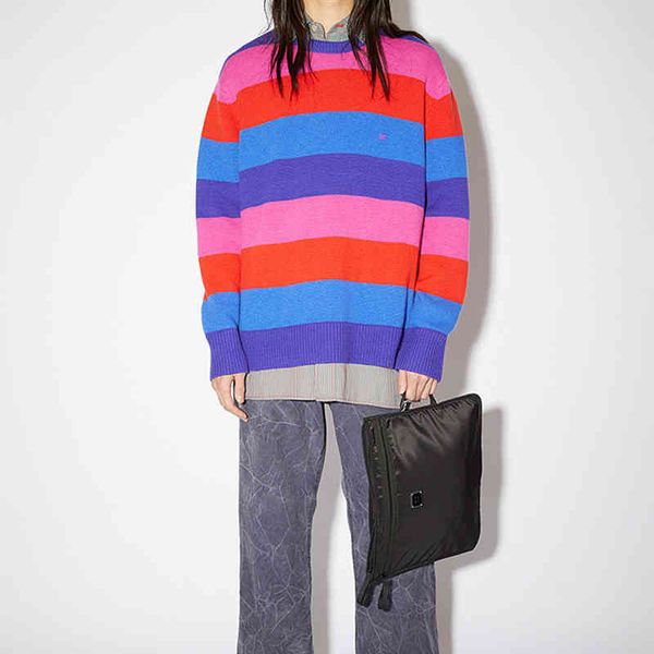 

women's sweaters women embroidery smiley casual colorful stripes ladies loose knitted pulls autumn winter new ecsb, White;black