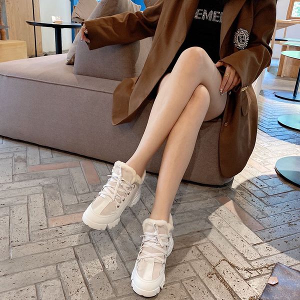 

snow ankle full-fur mixed color boots, Black