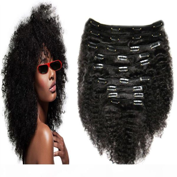

афроамериканца клип в расширениях человеческих волос 4а 4б 4в afro kinky завитые клип в наращивание волос для черной женщины, Black;brown
