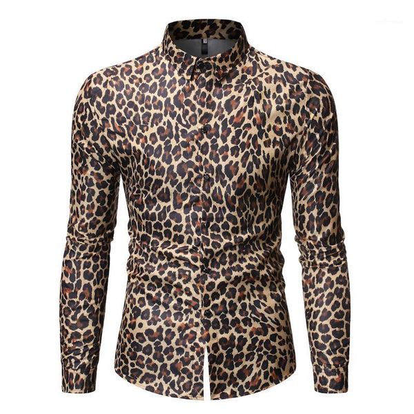 

fashion leopard men shirt autumn nightclub dj punk hip hop blusas man vintage long sleeve shirts plus size 3xl1, White;black