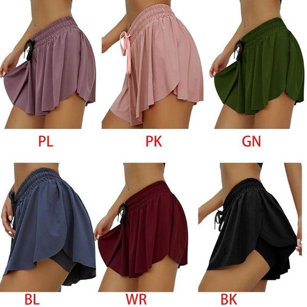 

women summer 2 in 1 marathon gym shorts with liner pleated flowy split drawstring waist loose sport yoga pants leggings, White;black
