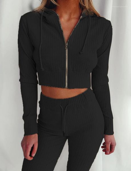 

up карандаш брюки дамы моды 2pcs одежда костюм женщины спорт двух частей брюки с длинным рукавом с капюшоном на молнии короткие одежда круже, White