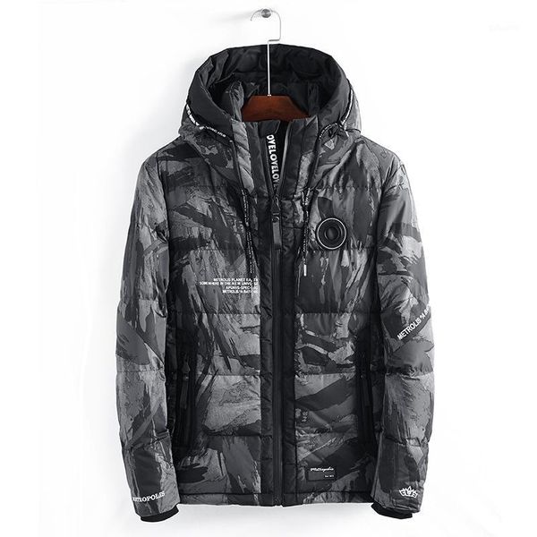 

mens winter coats camouflage men winter jacket thick warm hooded parka windbreaker streetwear camo casual1, Black