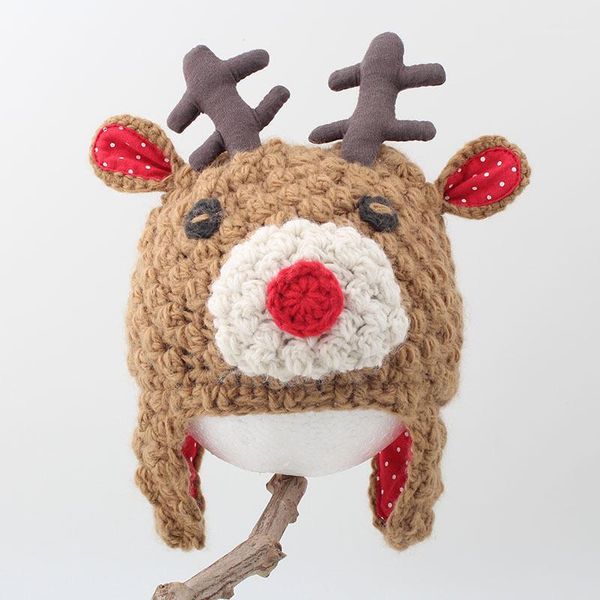 

christmas decorations handmade children's knitted hat deer male and female babies 1-6 years old1