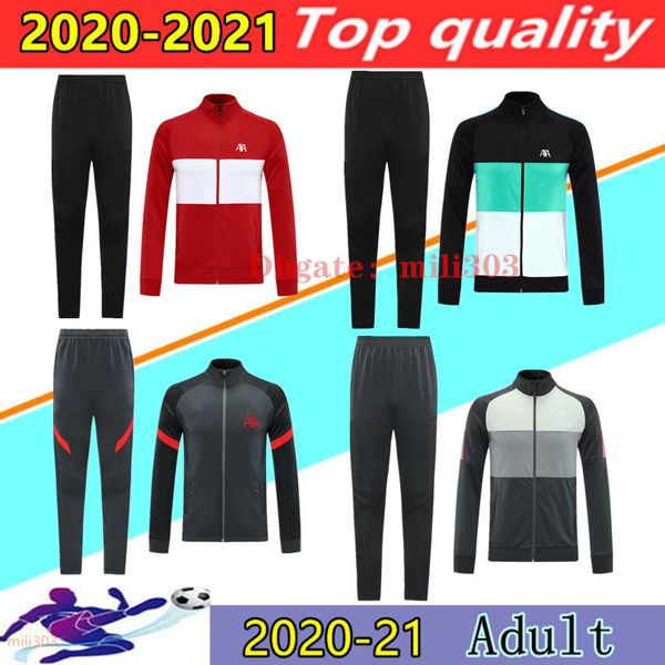 

20 21 soccer jacket tracksuit survetement 2020 2021 chandal del men's long sleeve zipper jackets football training suit jogging, Black