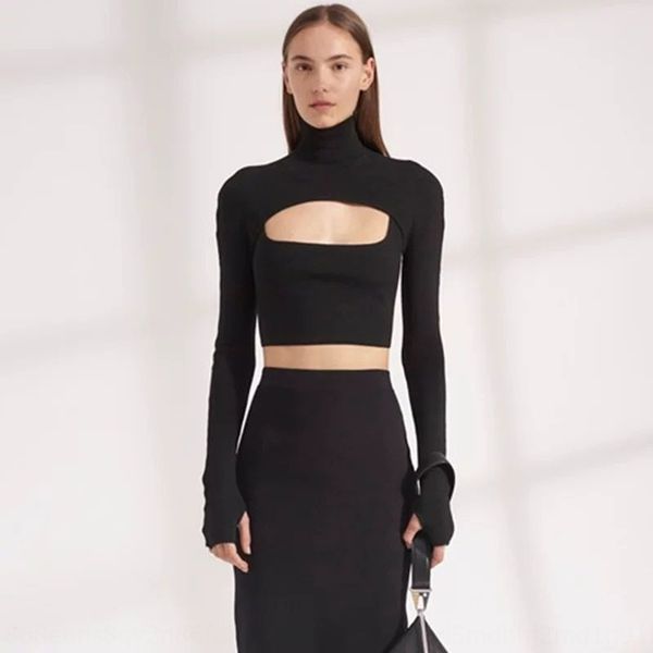 

two piece pulloversling pullover sweater sweater pullover half high collar long sleeve slim small sling solid color knitted for women bc, White;black
