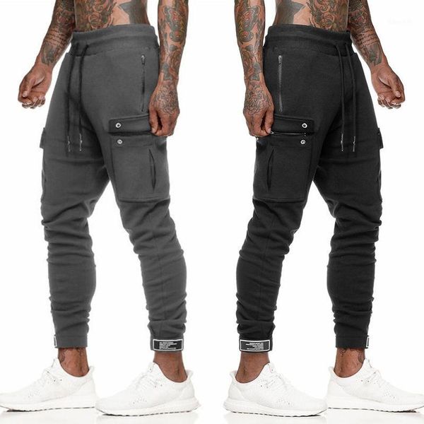 

running pants joggers sweatpants men cargo cotton gym fitness workout sports trousers autumn winter male training cyf1221, Black;blue