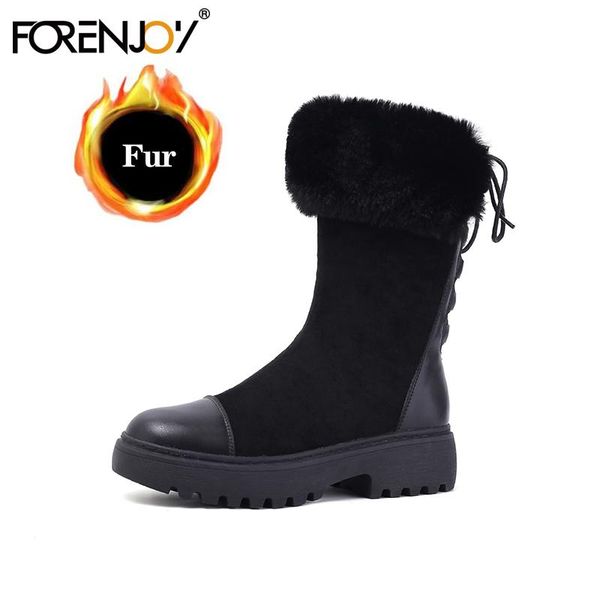 

forenjoy 2020 quality woman boots round toe yarn elastic snow boots thick heel flat heels shoes woman female socks, Black