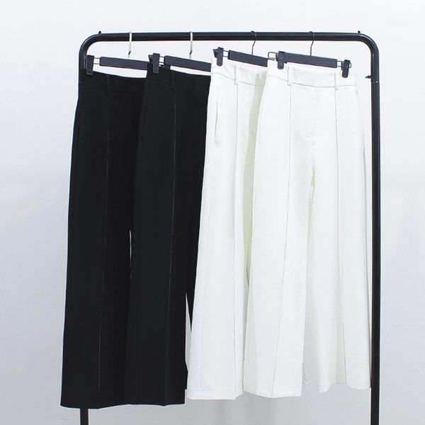 

spring and autumn women's pants casual solid color straight pants1, Black;white