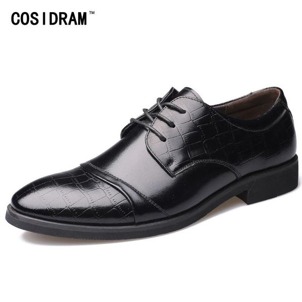 

cosidram men dress formal shoes fashion pu leather oxfords for men business wedding shoes 2020 spring male pointed toe brm-942, Black