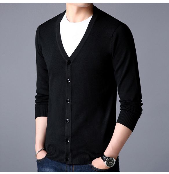 

2020 brand men's sweater jacket knitted long sleeve overcoat for male cardigan sweater jacket clothing, White;black