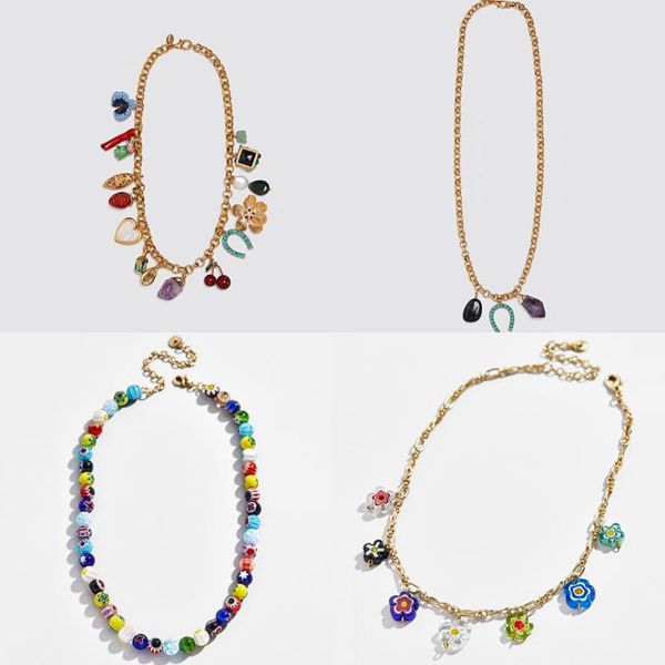

2020 new style boho handmade colorful beaded flower necklace for women summer jewelry cute cherry pendant necklace jewelry gifts, Silver